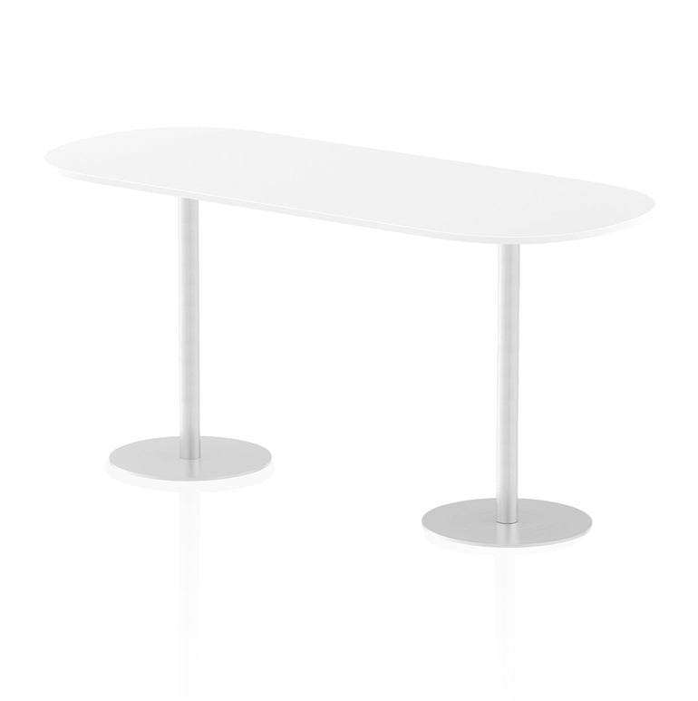 Italia D-End Boardroom Table - MFC Material, Self-Assembly, 5-Year Guarantee, Bistro Leg, Silver Frame, 1800x1000 or 2400x1000mm