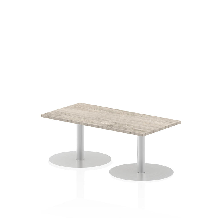 Italia Slimline Rectangular Poseur Table - 1200x600 MFC Top, Silver Bistro Legs, Self-Assembly, 5-Year Guarantee