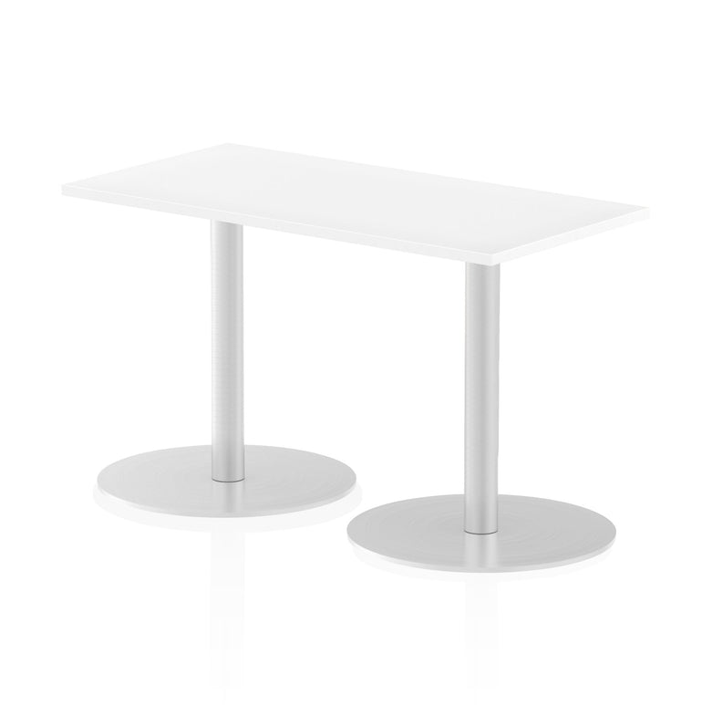 Italia Slimline Rectangular Poseur Table - 1200x600 MFC Top, Silver Bistro Legs, Self-Assembly, 5-Year Guarantee