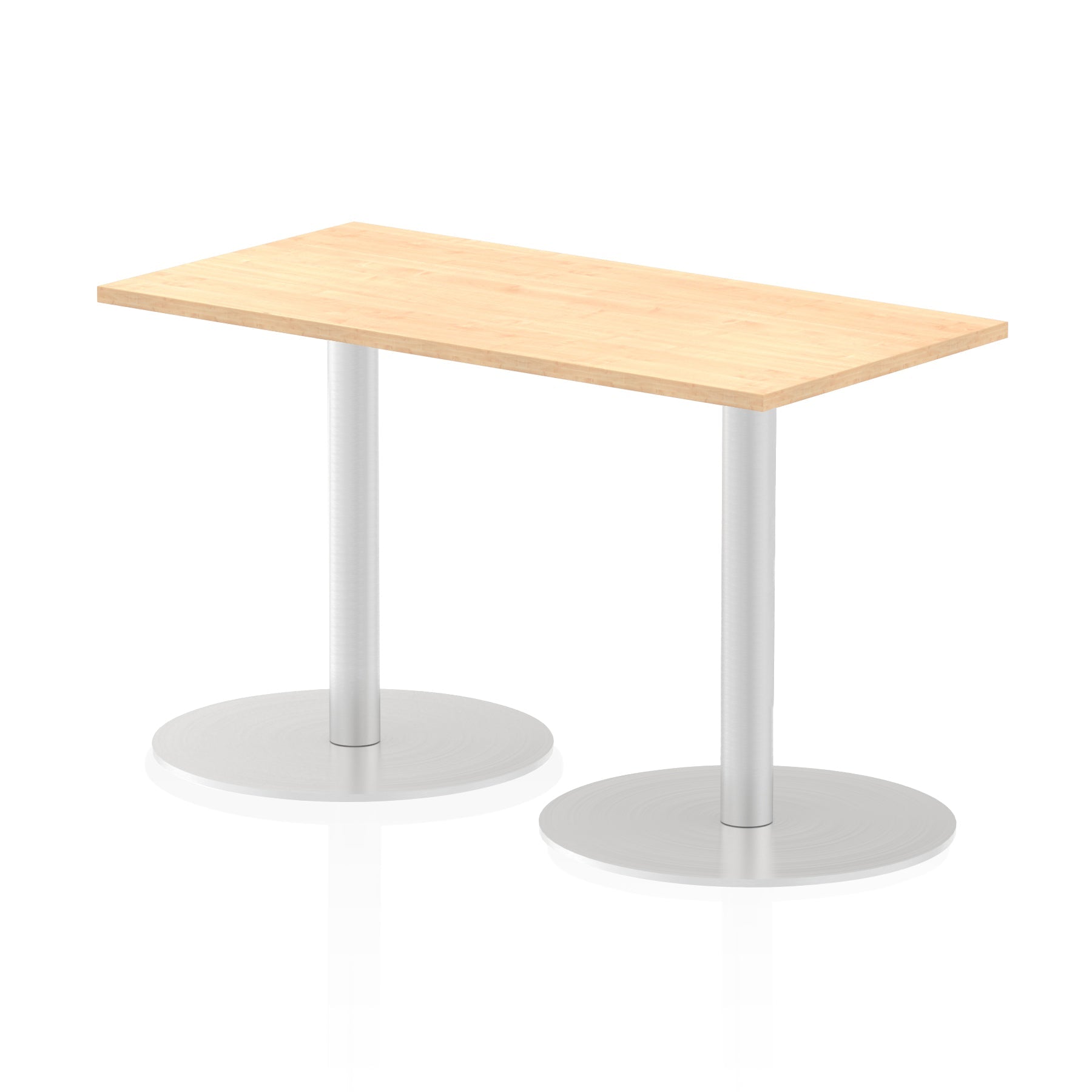 Italia Slimline Rectangular Poseur Table - 1200x600 MFC Top, Silver Bistro Legs, Self-Assembly, 5-Year Guarantee