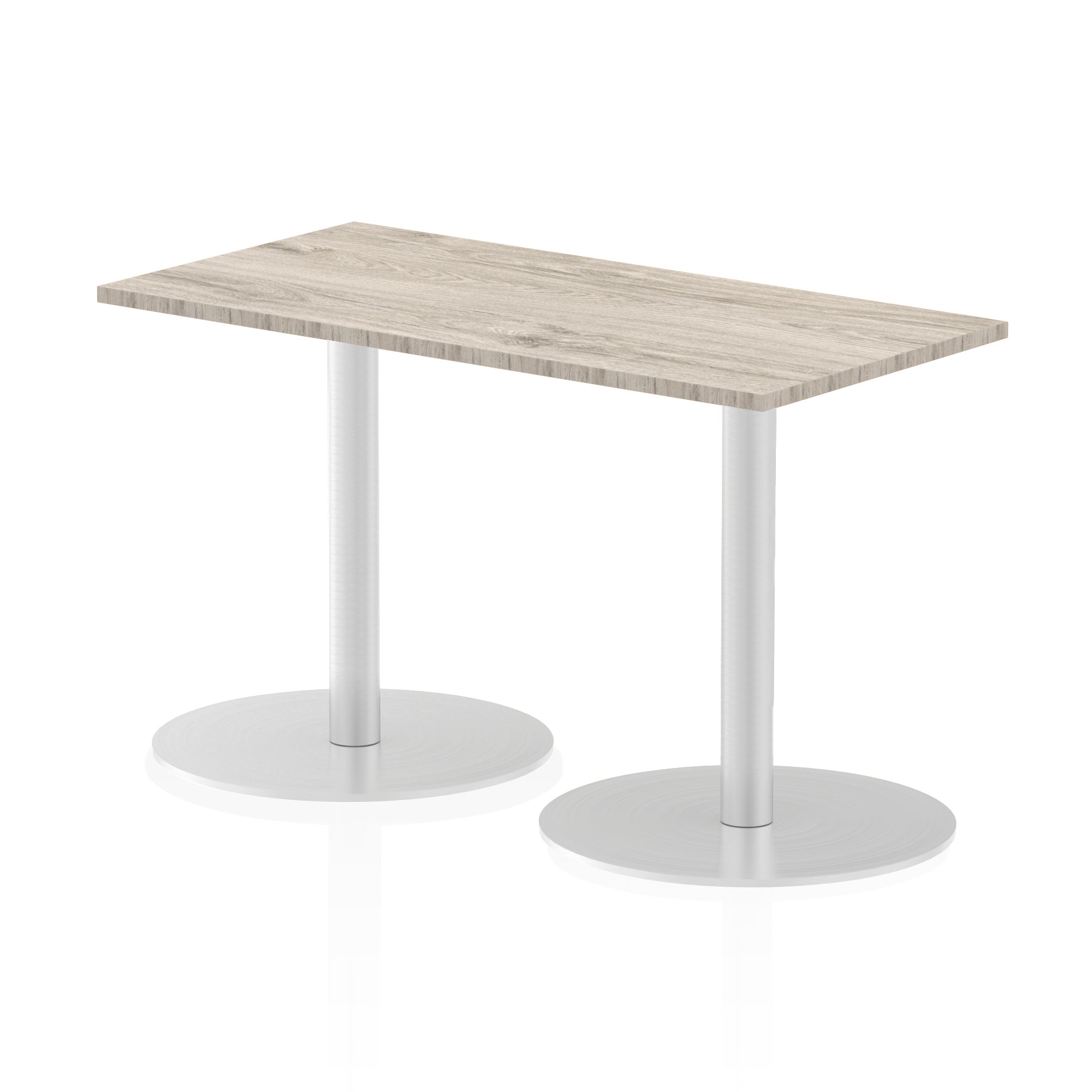 Italia Slimline Rectangular Poseur Table - 1200x600 MFC Top, Silver Bistro Legs, Self-Assembly, 5-Year Guarantee