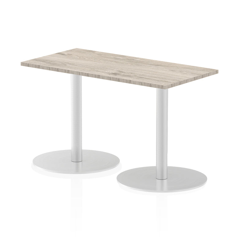 Italia Slimline Rectangular Poseur Table - 1200x600 MFC Top, Silver Bistro Legs, Self-Assembly, 5-Year Guarantee