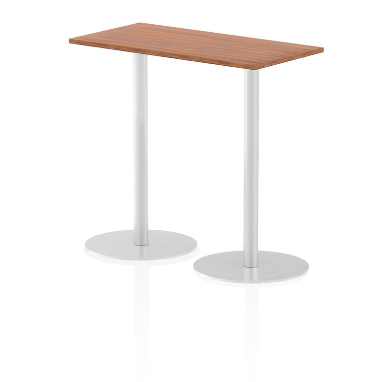 Italia Slimline Rectangular Poseur Table - 1200x600 MFC Top, Silver Bistro Legs, Self-Assembly, 5-Year Guarantee