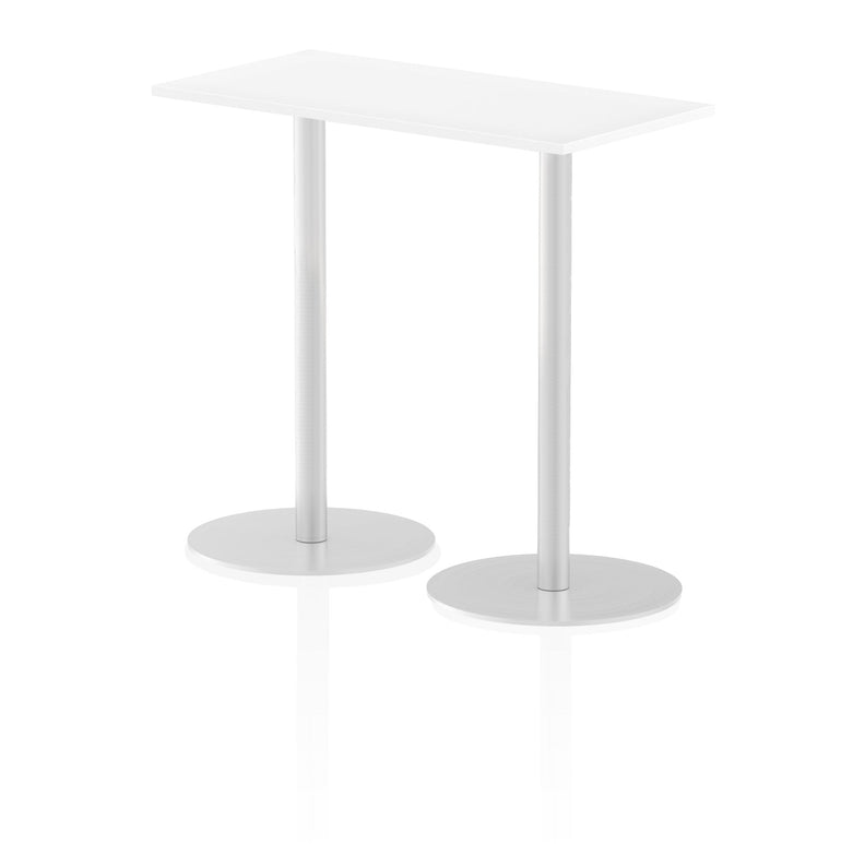 Italia Slimline Rectangular Poseur Table - 1200x600 MFC Top, Silver Bistro Legs, Self-Assembly, 5-Year Guarantee