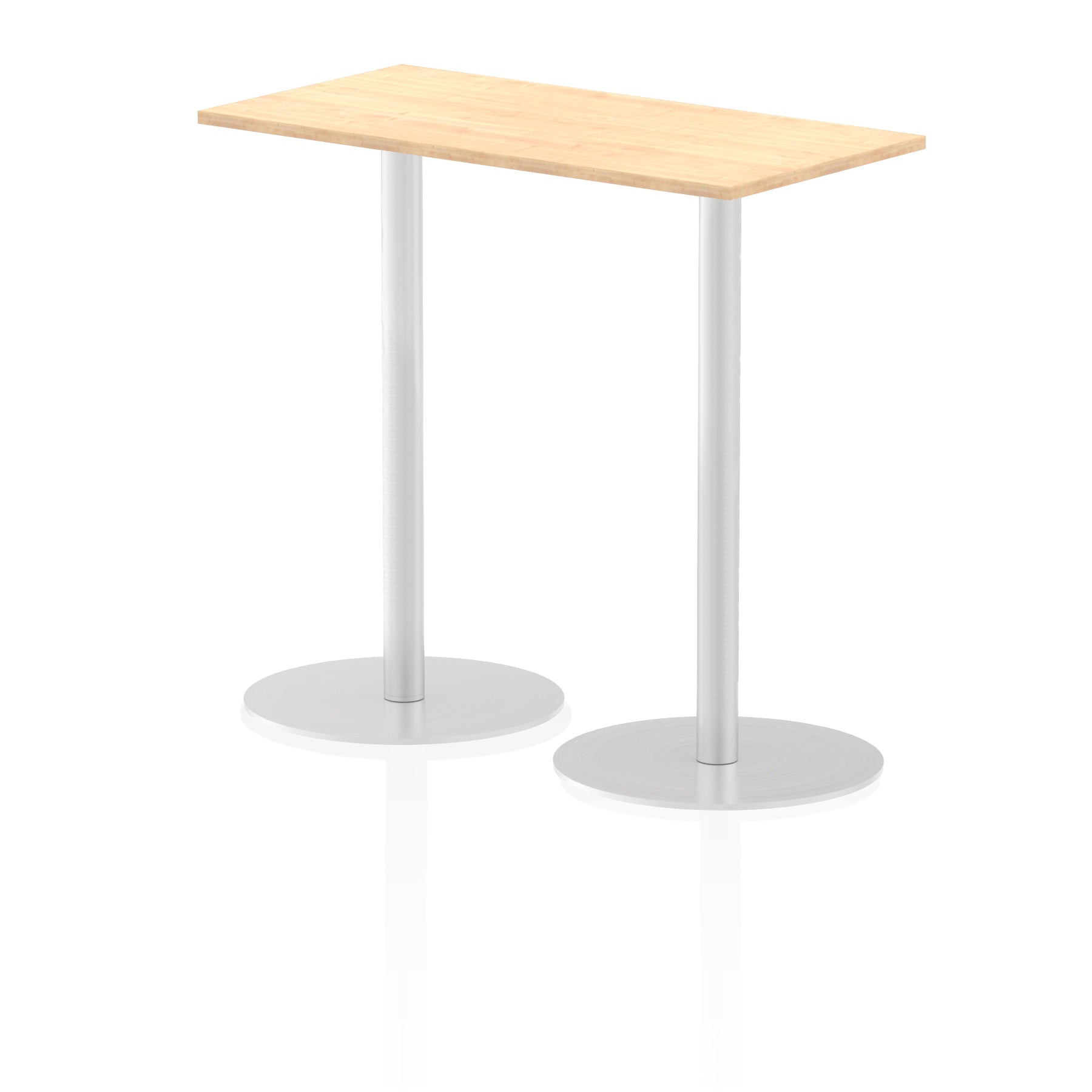 Italia Slimline Rectangular Poseur Table - 1200x600 MFC Top, Silver Bistro Legs, Self-Assembly, 5-Year Guarantee