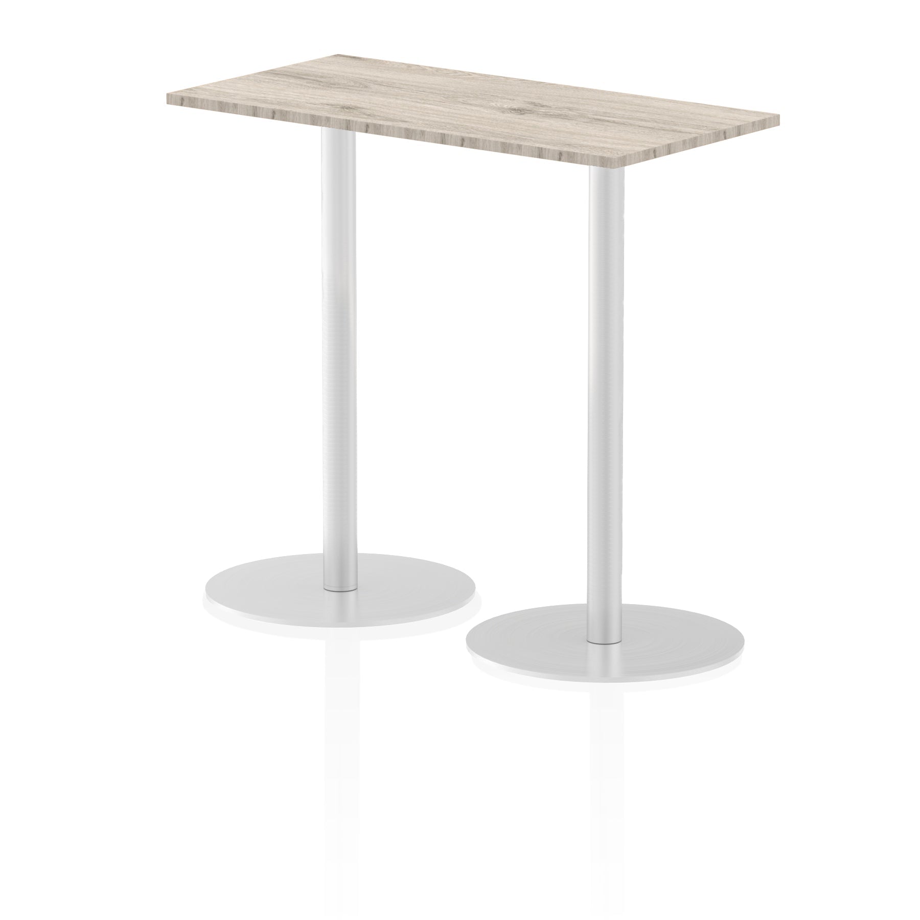 Italia Slimline Rectangular Poseur Table - 1200x600 MFC Top, Silver Bistro Legs, Self-Assembly, 5-Year Guarantee