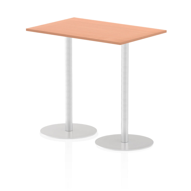 Italia Rectangular Poseur Table - MFC Material, Self-Assembly, Bistro Leg, Silver Frame, 5-Year Guarantee - Multiple Sizes (1200-1800mm Width)