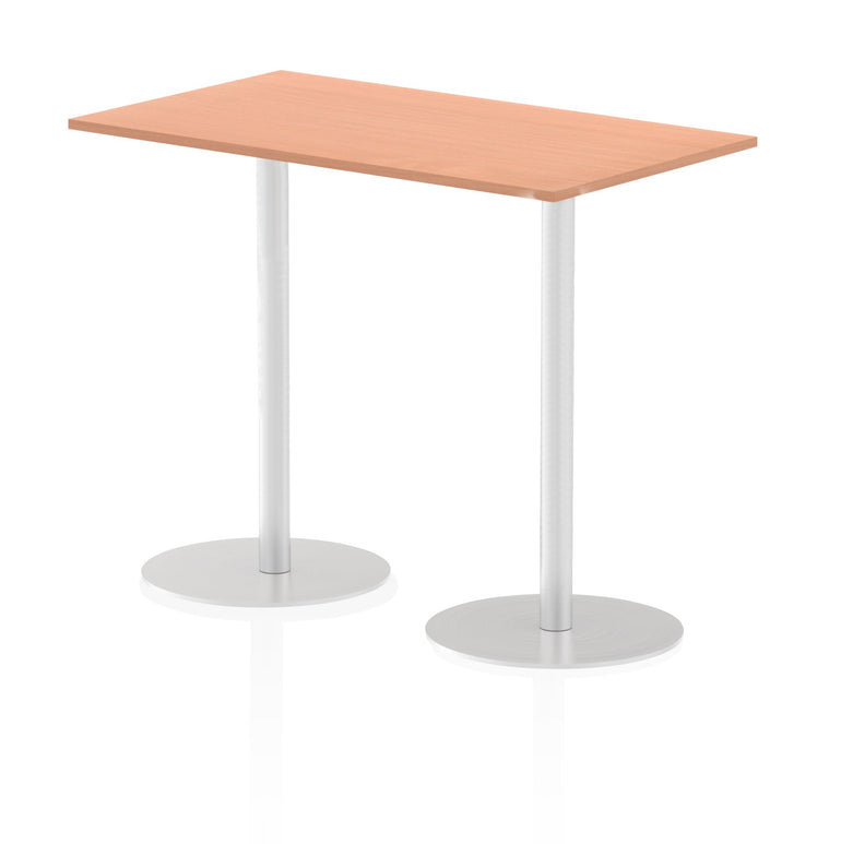 Italia Rectangular Poseur Table - MFC Material, Self-Assembly, Bistro Leg, Silver Frame, 5-Year Guarantee - Multiple Sizes (1200-1800mm Width)