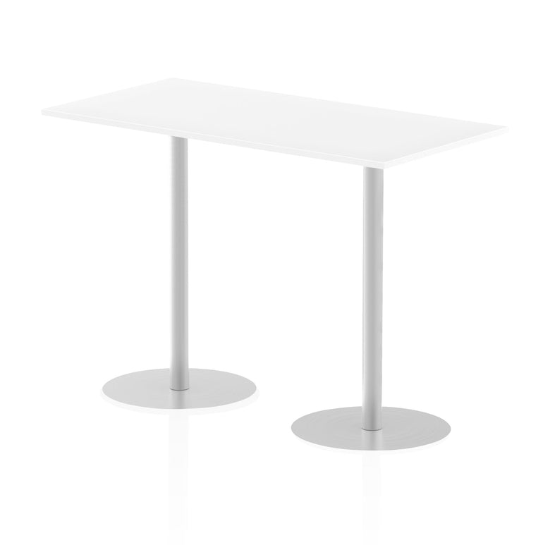 Italia Rectangular Poseur Table - MFC Material, Self-Assembly, Bistro Leg, Silver Frame, 5-Year Guarantee - Multiple Sizes (1200-1800mm Width)