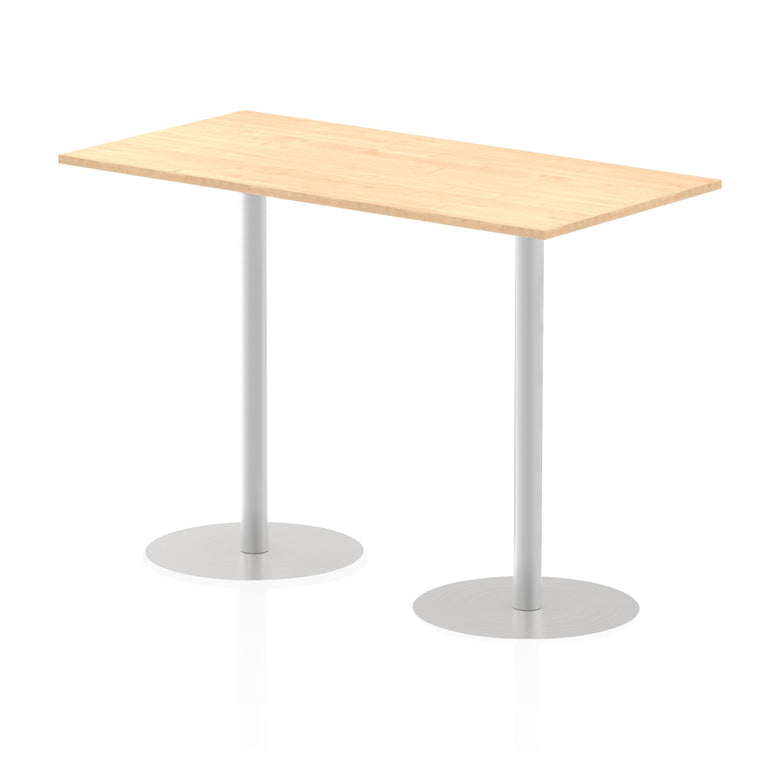 Italia Rectangular Poseur Table - MFC Material, Self-Assembly, Bistro Leg, Silver Frame, 5-Year Guarantee - Multiple Sizes (1200-1800mm Width)