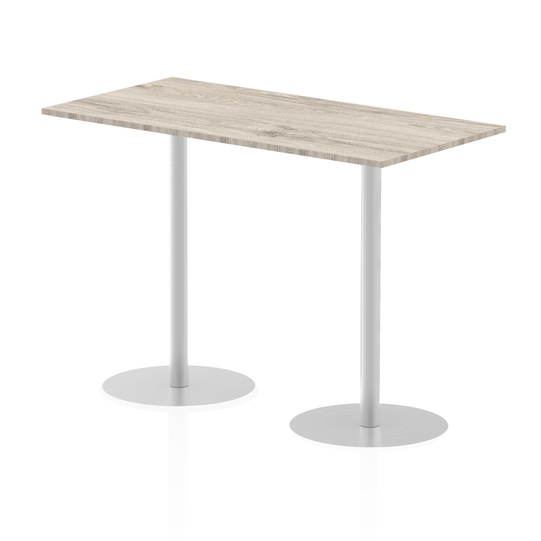 Italia Rectangular Poseur Table - MFC Material, Self-Assembly, Bistro Leg, Silver Frame, 5-Year Guarantee - Multiple Sizes (1200-1800mm Width)