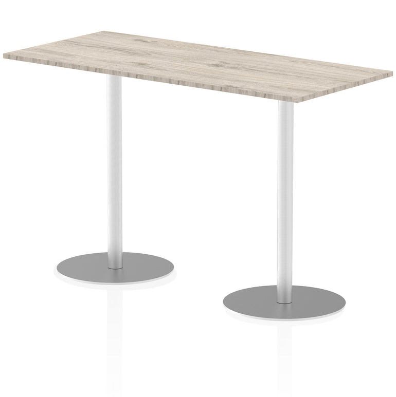 Italia Rectangular Poseur Table - MFC Material, Self-Assembly, Bistro Leg, Silver Frame, 5-Year Guarantee - Multiple Sizes (1200-1800mm Width)