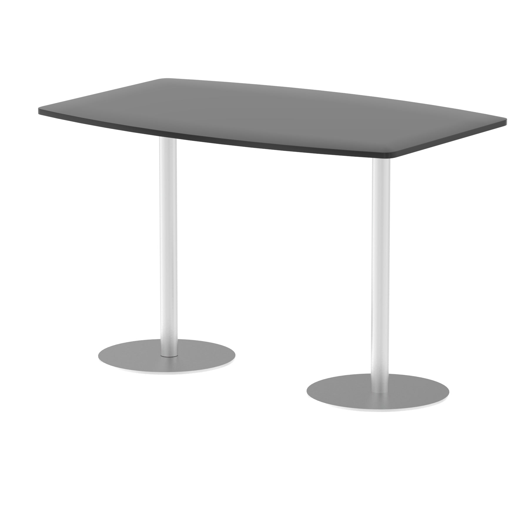 Hi-Gloss Italia High Gloss Boardroom Table - Self-Assembly, MFC Barrel Shape, 1800x1200 or 2400x1200, Silver Bistro Legs