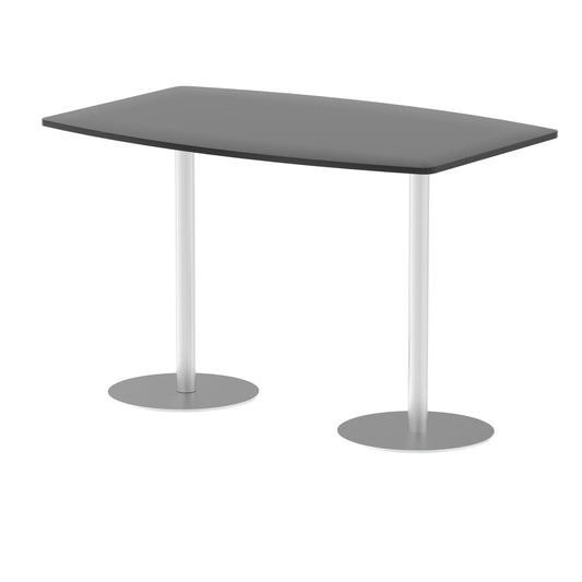 Hi-Gloss Italia High Gloss Boardroom Table - Self-Assembly, MFC Barrel Shape, 1800x1200 or 2400x1200, Silver Bistro Legs