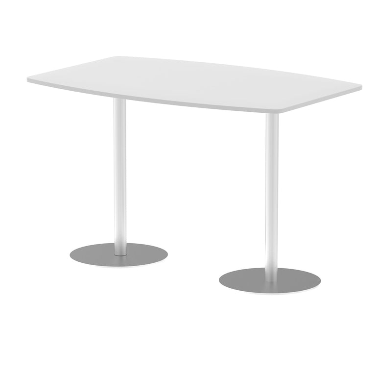 Hi-Gloss Italia High Gloss Boardroom Table - Self-Assembly, MFC Barrel Shape, 1800x1200 or 2400x1200, Silver Bistro Legs