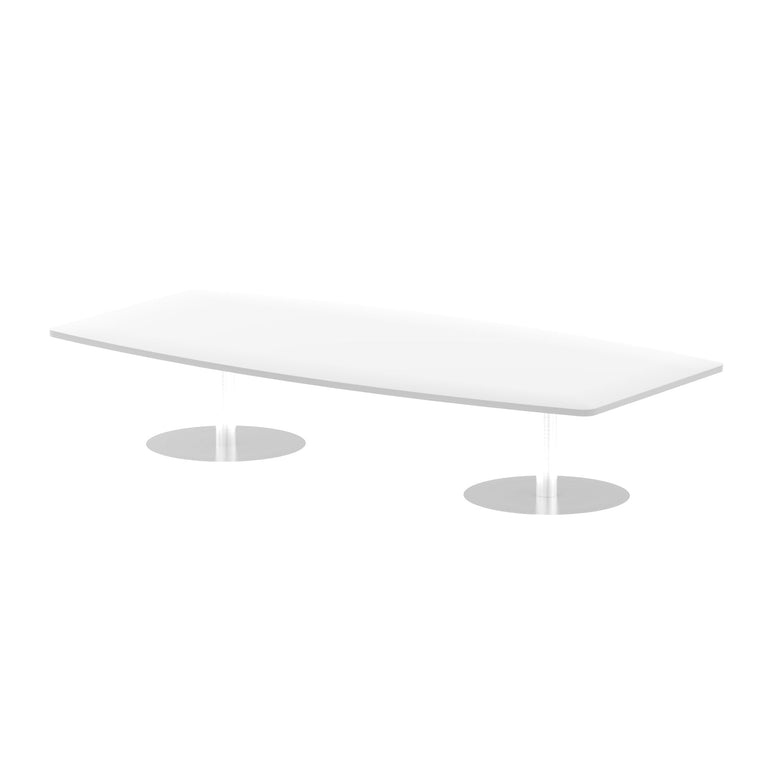 Hi-Gloss Italia High Gloss Boardroom Table - Self-Assembly, MFC Barrel Shape, 1800x1200 or 2400x1200, Silver Bistro Legs