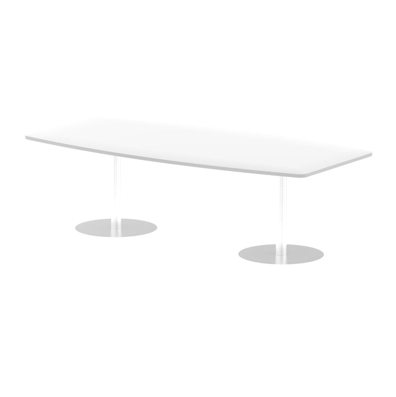 Hi-Gloss Italia High Gloss Boardroom Table - Self-Assembly, MFC Barrel Shape, 1800x1200 or 2400x1200, Silver Bistro Legs