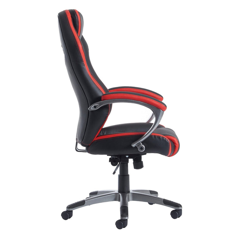 Jensen high back executive chair - black and red faux leather - Office Products Online