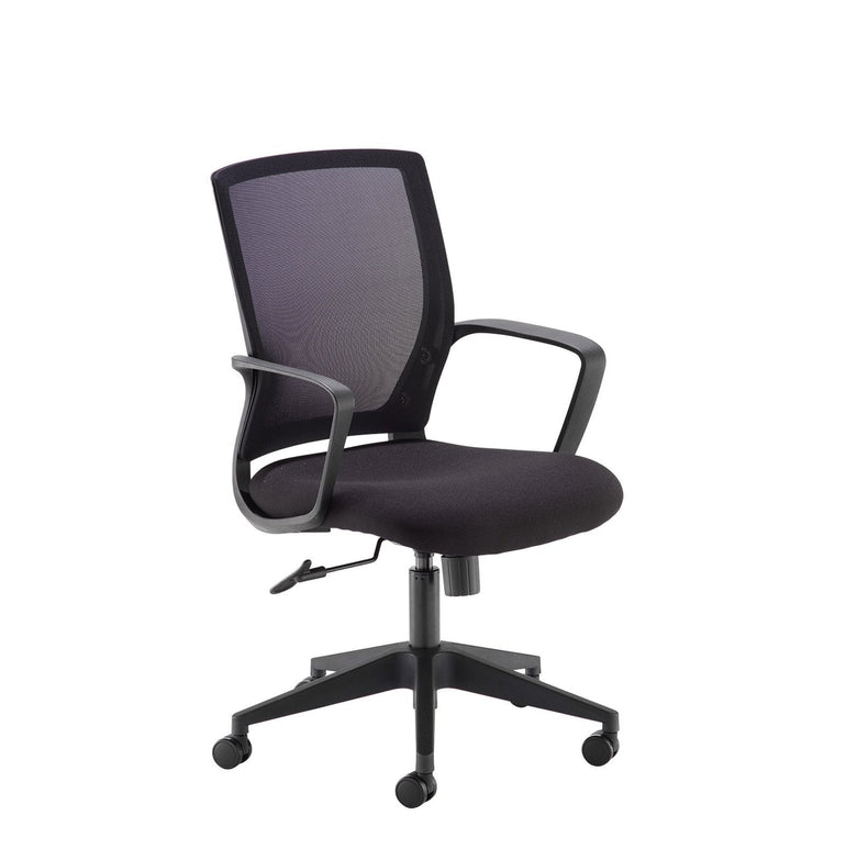 Jonas mesh back operator chair with fabric seat and black base - Office Products Online