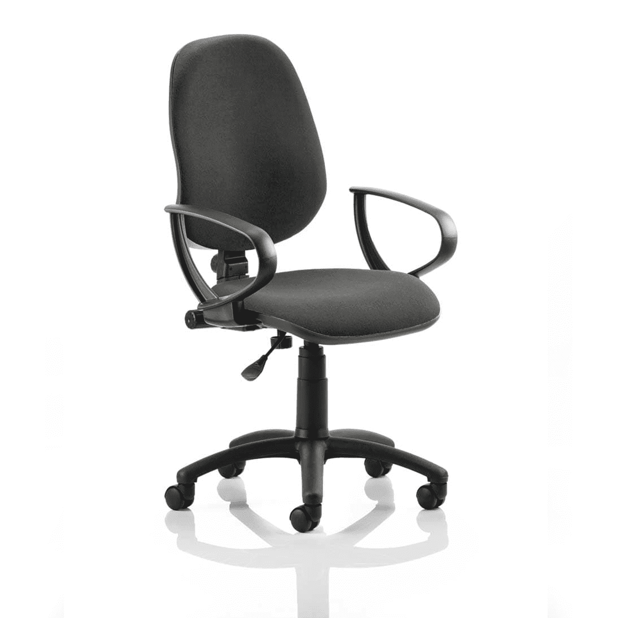 Eclipse Plus I Medium Back Task Operator Office Chair - Fabric Seat & Back, Nylon Frame, 125kg Capacity, 8hr Usage, Adjustable Arms, Flat Packed (600x600x1010mm)