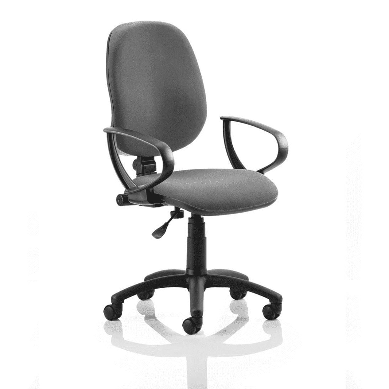 Eclipse Plus I Medium Back Task Operator Office Chair - Fabric Seat & Back, Nylon Frame, 125kg Capacity, 8hr Usage, Adjustable Arms, Flat Packed (600x600x1010mm)