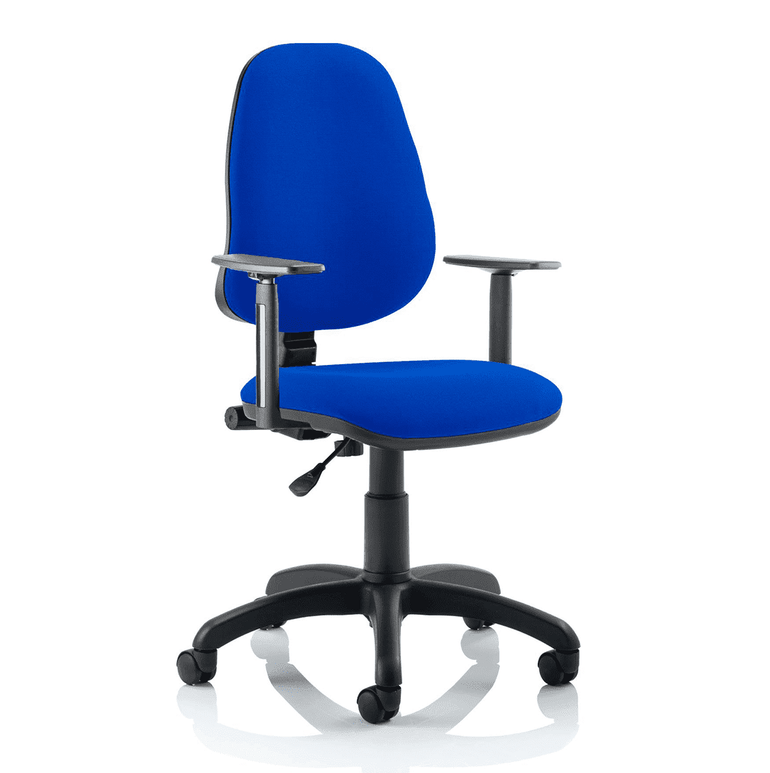 Eclipse Plus I Medium Back Task Operator Office Chair - Fabric Seat & Back, Nylon Frame, 125kg Capacity, 8hr Usage, Adjustable Arms, Flat Packed (600x600x1010mm)