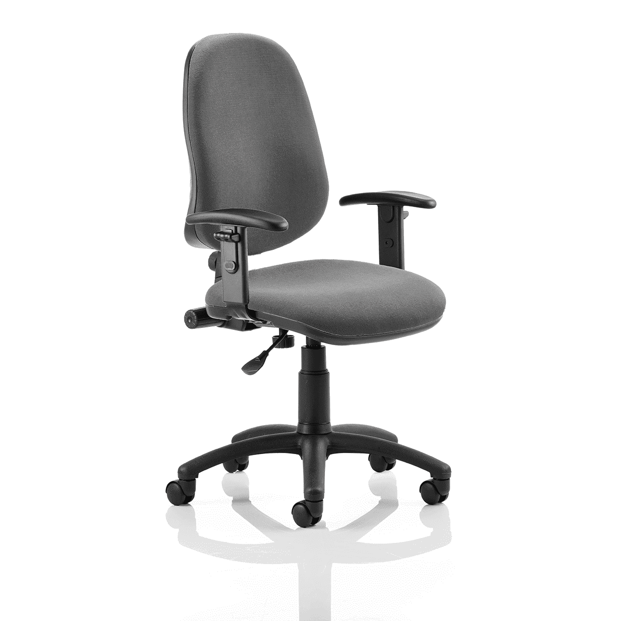 Eclipse Plus I Medium Back Task Operator Office Chair - Fabric Seat & Back, Nylon Frame, 125kg Capacity, 8hr Usage, Adjustable Arms, Flat Packed (600x600x1010mm)