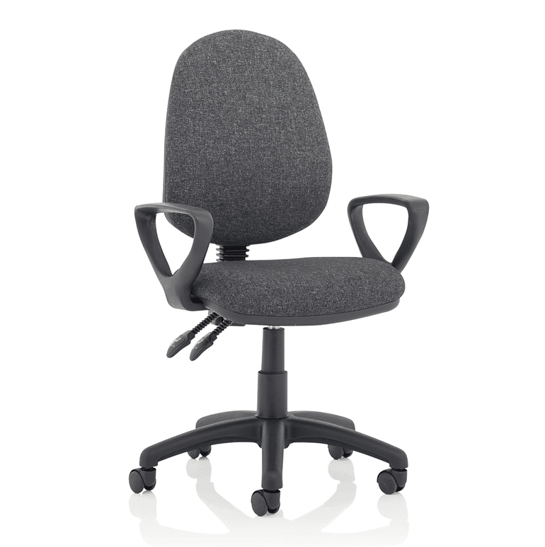 Eclipse Plus II Medium Back Task Operator Chair - Fabric & Bonded Leather, Adjustable Height, 125kg Capacity, 8hr Usage, 3yr Mechanism Warranty