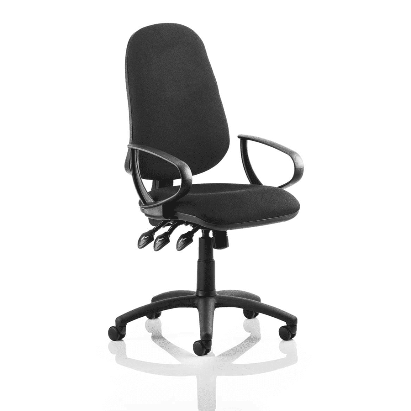 Eclipse Plus XL High Back Task Operator Office Chair - Fabric Seat & Back, Nylon Frame, 125kg Capacity, 8hr Usage, Adjustable Arms, 3yr Mechanism Warranty