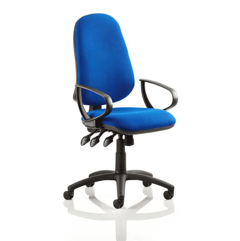 Eclipse Plus XL High Back Task Operator Office Chair - Fabric Seat & Back, Nylon Frame, 125kg Capacity, 8hr Usage, Adjustable Arms, 3yr Mechanism Warranty