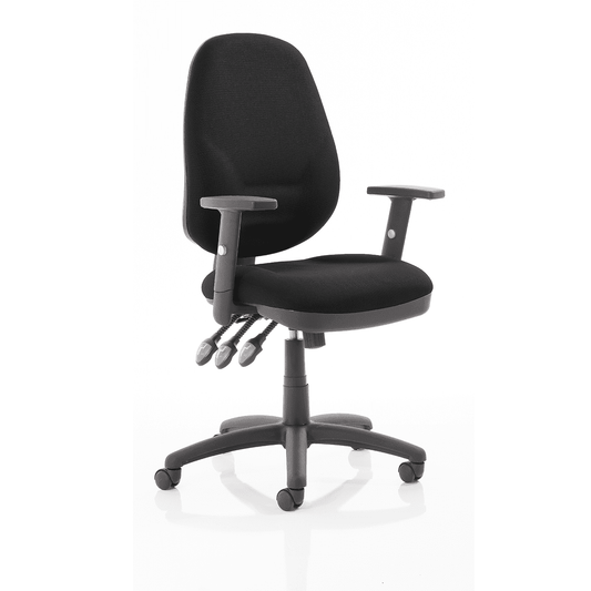 Eclipse Plus XL High Back Task Operator Office Chair - Fabric Seat & Back, Nylon Frame, 125kg Capacity, 8hr Usage, Adjustable Arms, 3yr Mechanism Warranty