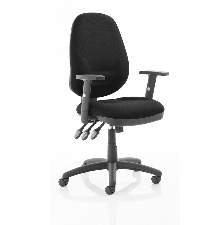 Eclipse Plus XL High Back Task Operator Office Chair - Fabric Seat & Back, Nylon Frame, 125kg Capacity, 8hr Usage, Adjustable Arms, 3yr Mechanism Warranty