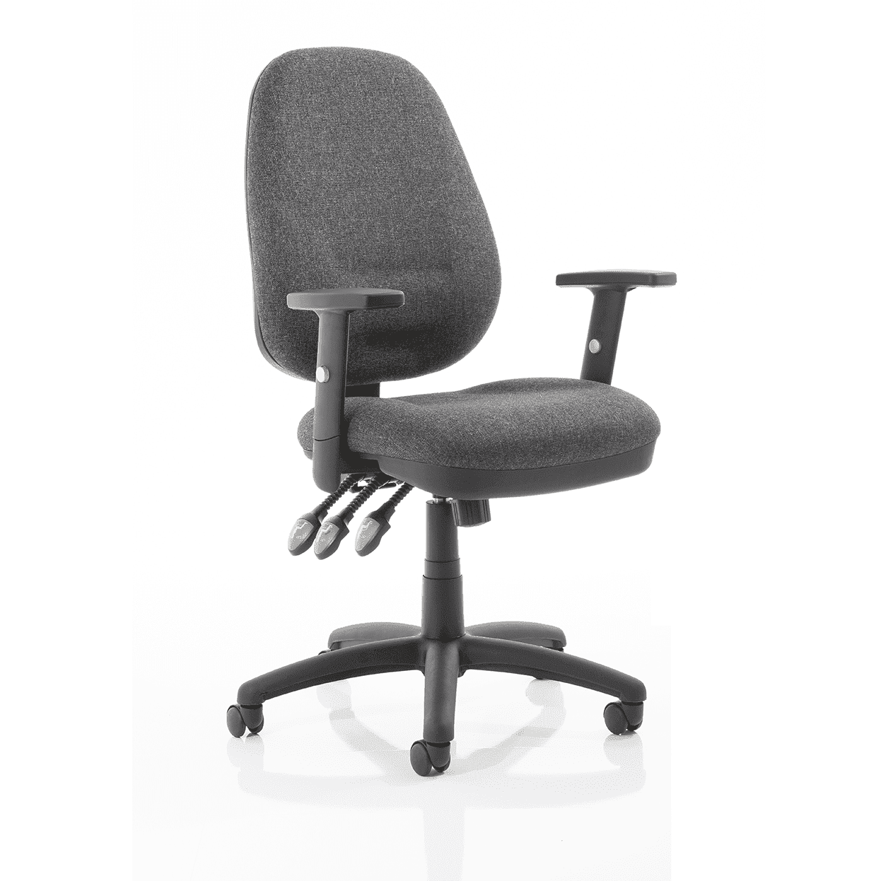 Eclipse Plus XL High Back Task Operator Office Chair - Fabric Seat & Back, Nylon Frame, 125kg Capacity, 8hr Usage, Adjustable Arms, 3yr Mechanism Warranty