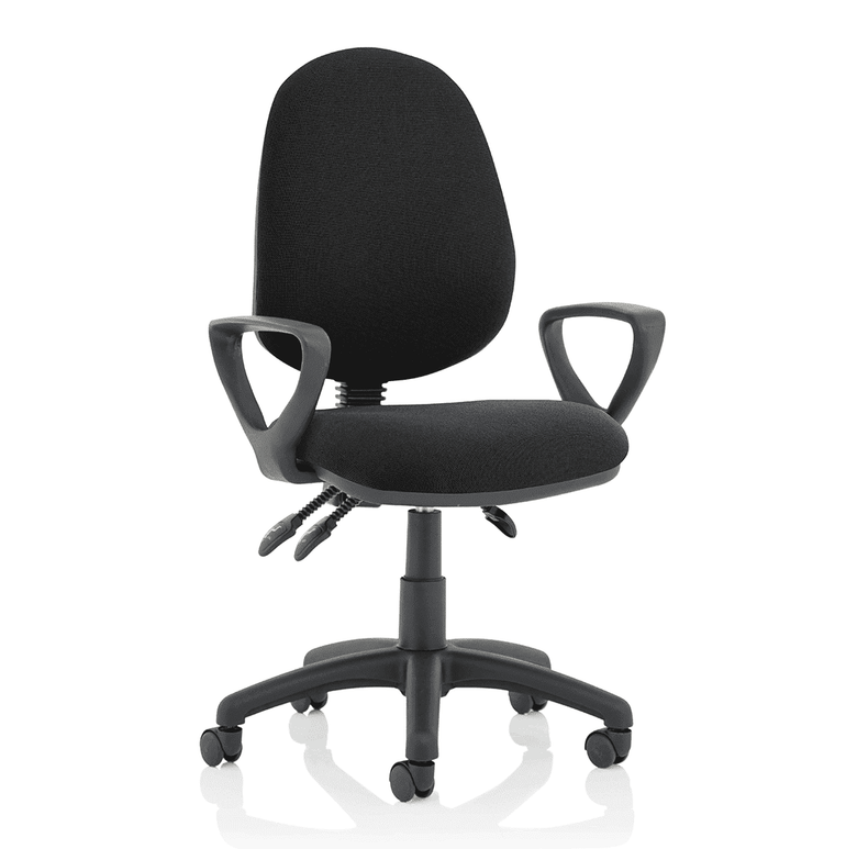 Eclipse Plus III Medium Back Task Operator Office Chair - Fabric & Bonded Leather, Adjustable Arms, 125kg Capacity, 8hr Usage, 3yr Warranty