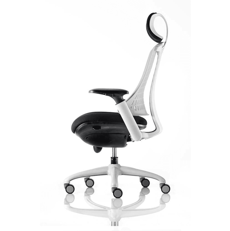 Flex Medium Back Task Operator Office Chair - White Frame, Mesh & Fabric, Adjustable Arms, 8hr Usage, 110kg Capacity (Flat Packed)