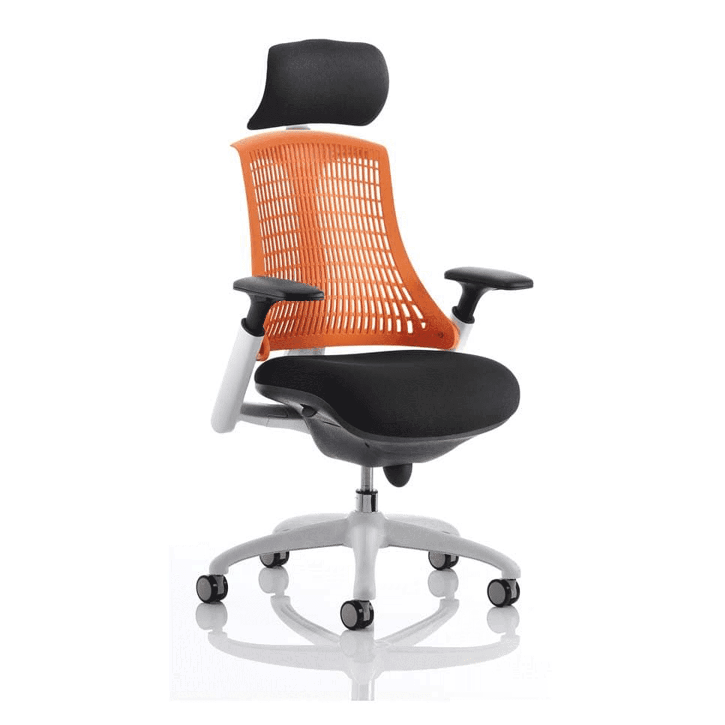 Flex Medium Back Task Operator Office Chair - White Frame, Mesh & Fabric, Adjustable Arms, 8hr Usage, 110kg Capacity (Flat Packed)