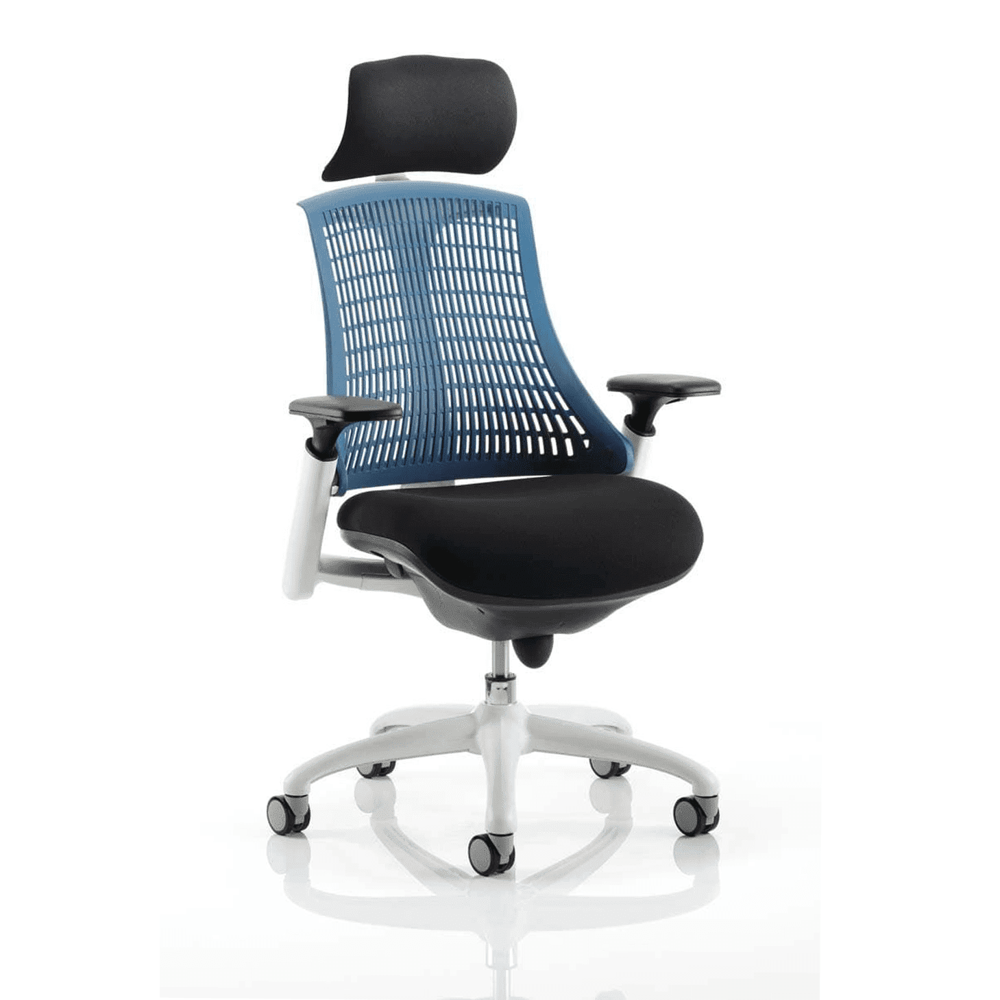 Flex Medium Back Task Operator Office Chair - White Frame, Mesh & Fabric, Adjustable Arms, 8hr Usage, 110kg Capacity (Flat Packed)