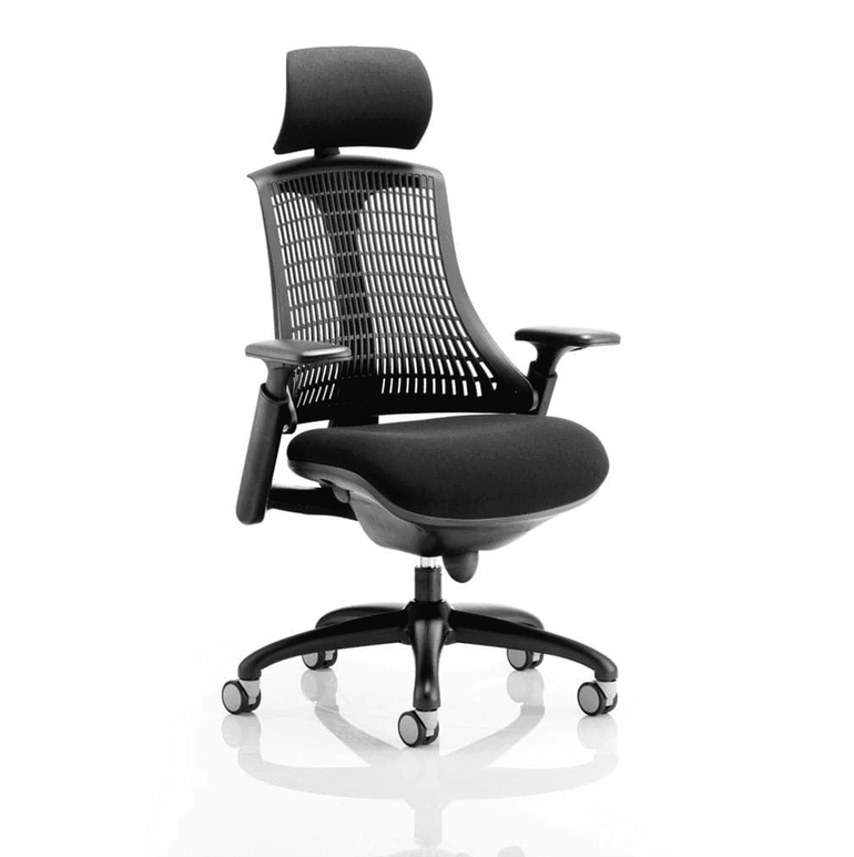 Flex Medium Back Task Operator Office Chair - Black Frame, Mesh & Fabric, Adjustable Arms, 110kg Capacity, 8hr Use, Flat Packed - 2Yr Mechanism Warranty