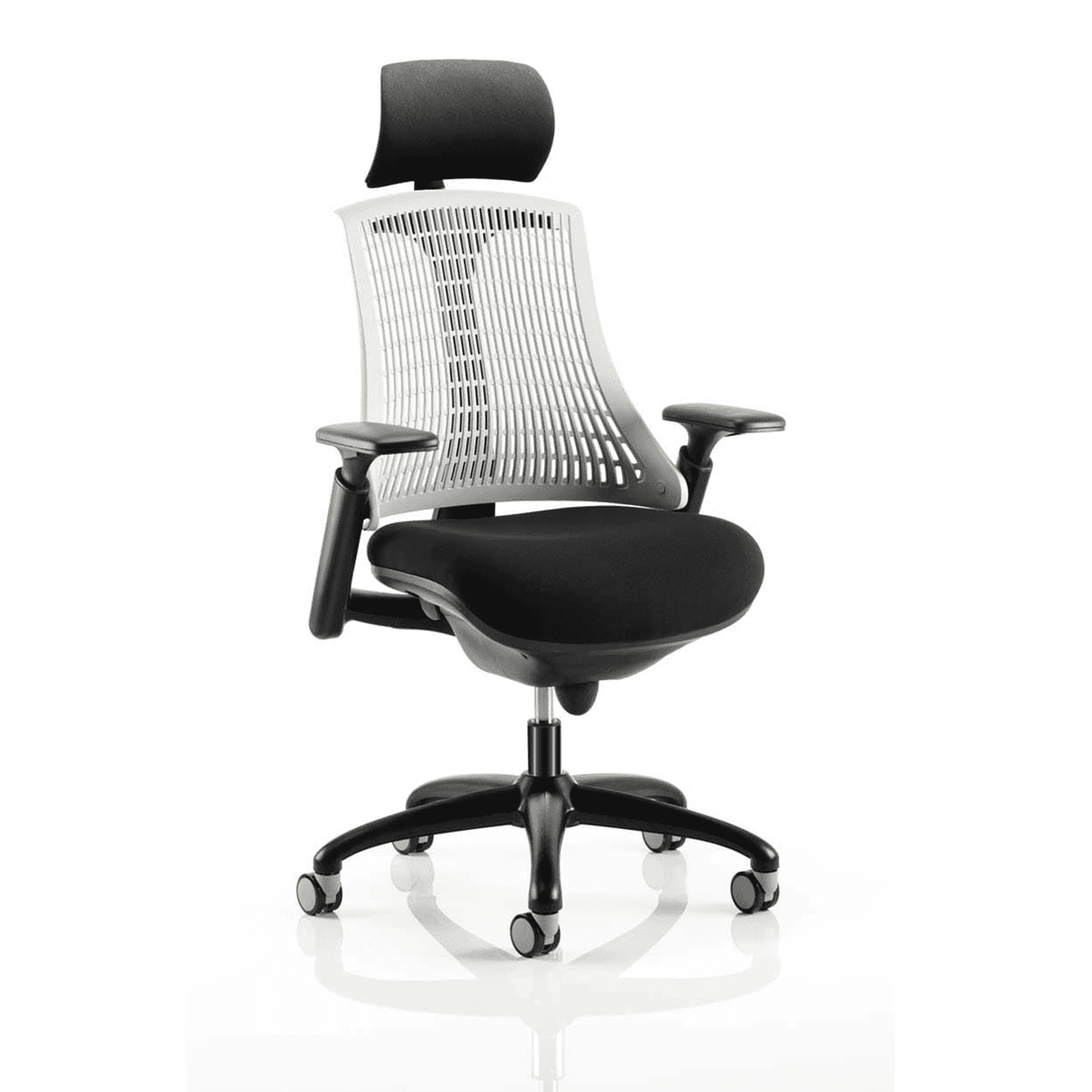 Flex Medium Back Task Operator Office Chair - Black Frame, Mesh & Fabric, Adjustable Arms, 110kg Capacity, 8hr Use, Flat Packed - 2Yr Mechanism Warranty