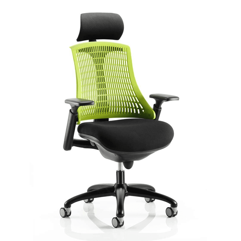 Flex Medium Back Task Operator Office Chair - Black Frame, Mesh & Fabric, Adjustable Arms, 110kg Capacity, 8hr Use, Flat Packed - 2Yr Mechanism Warranty