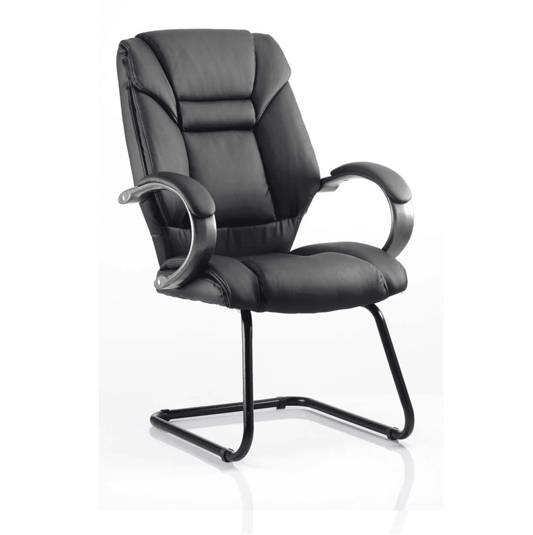 Galloway High Back Cantilever Visitor Chair with Arms - Fabric & Bonded Leather, Metal Frame, 115kg Capacity, 8hr Usage