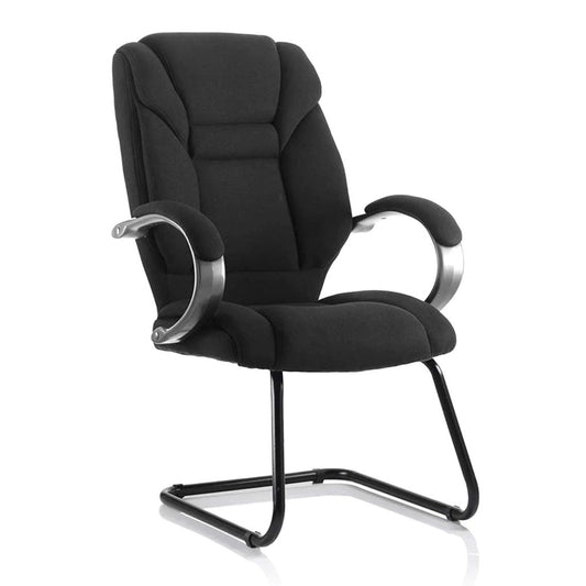 Galloway High Back Cantilever Visitor Chair with Arms - Fabric & Bonded Leather, Metal Frame, 115kg Capacity, 8hr Usage