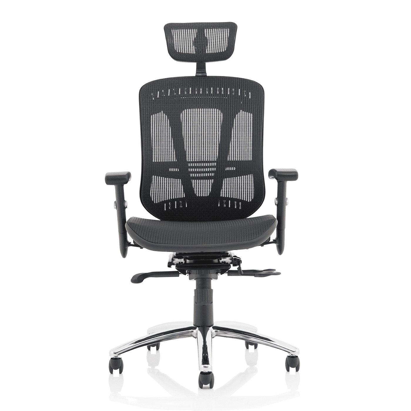 Mirage II Mesh Back Task Operator Office Chair - Height Adjustable Arms, Chrome Metal Frame, 125kg Capacity, 8hr Usage - Flat Packed