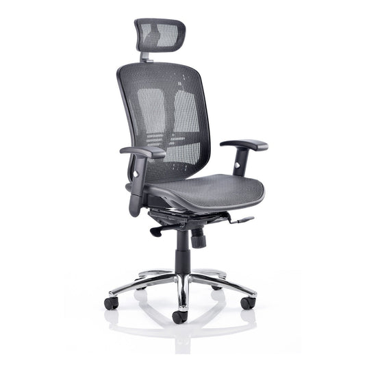 Mirage II Mesh Back Task Operator Office Chair - Height Adjustable Arms, Chrome Metal Frame, 125kg Capacity, 8hr Usage - Flat Packed