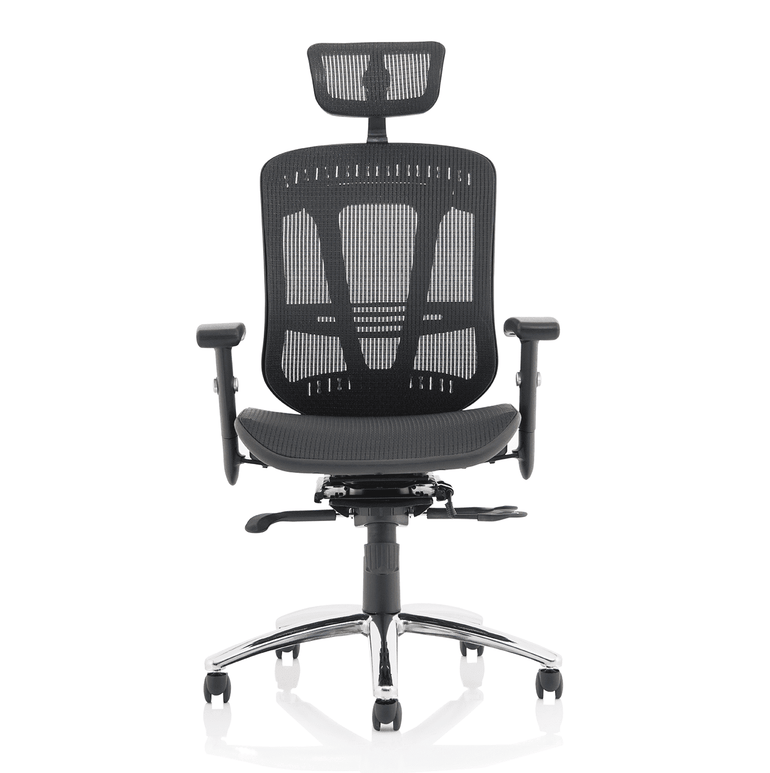 Mirage II Mesh Back Task Operator Office Chair - Height Adjustable Arms, Chrome Metal Frame, 125kg Capacity, 8hr Usage - Flat Packed