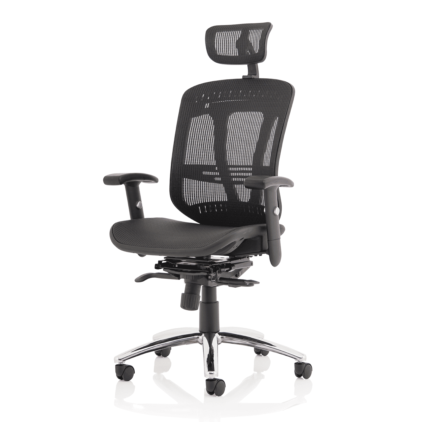 Mirage II Mesh Back Task Operator Office Chair - Height Adjustable Arms, Chrome Metal Frame, 125kg Capacity, 8hr Usage - Flat Packed