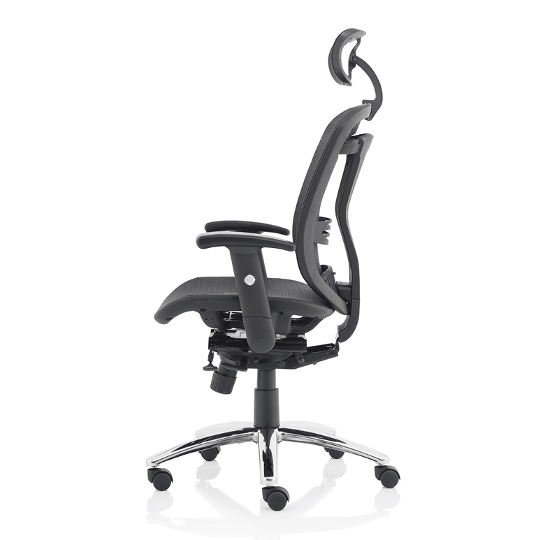 Mirage II Mesh Back Task Operator Office Chair - Height Adjustable Arms, Chrome Metal Frame, 125kg Capacity, 8hr Usage - Flat Packed