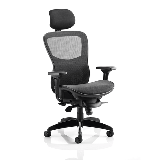 Stealth Shadow High Mesh Back Ergonomic Posture Chair with Arms - 24hr Usage, Adjustable Lumbar Support & Headrest, 135kg Capacity