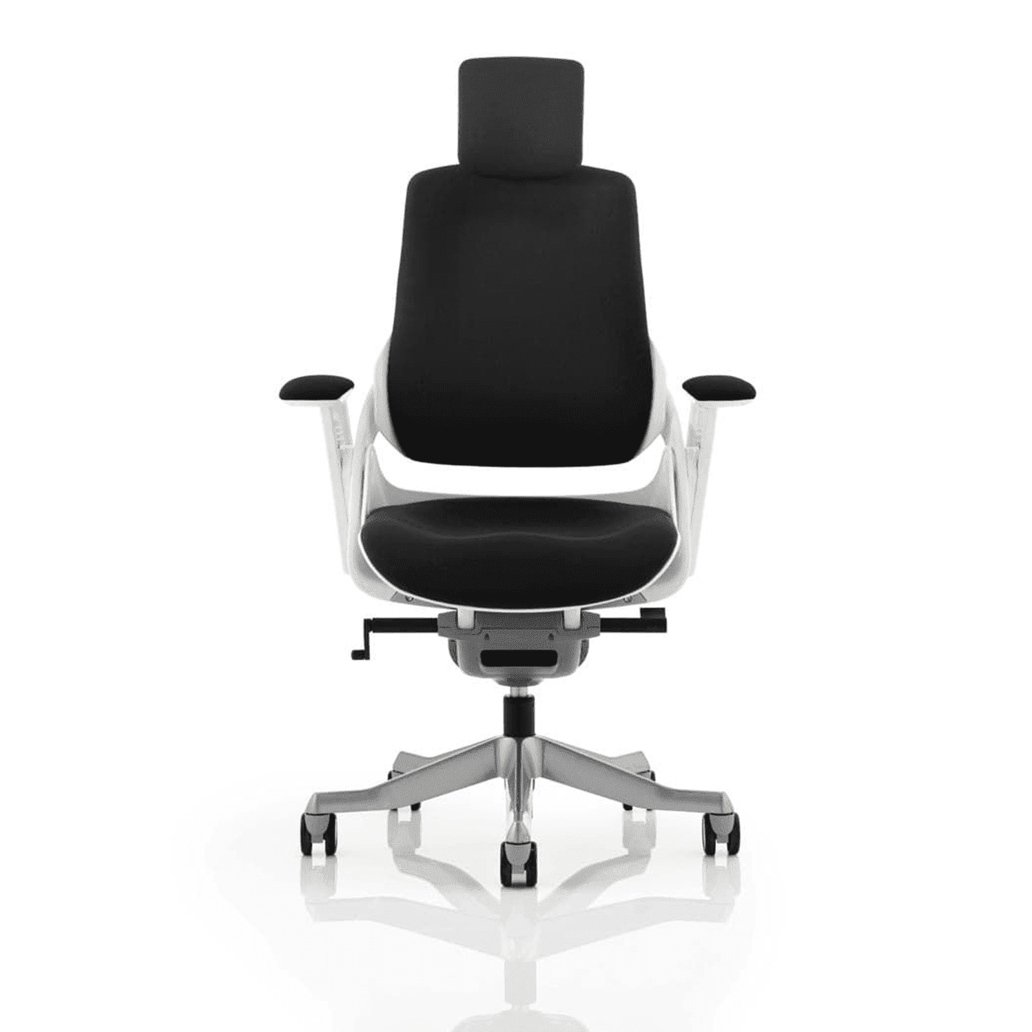 Zure High Back Executive Office Chair - White Shell, Adjustable Arms, Lumbar Support, Headrest, 135kg Capacity, 8hr Usage, 5yr Warranty