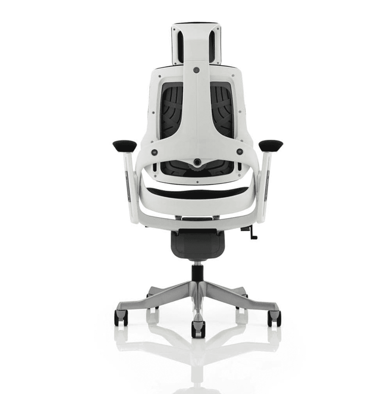 Zure High Back Executive Office Chair - White Shell, Adjustable Arms, Lumbar Support, Headrest, 135kg Capacity, 8hr Usage, 5yr Warranty